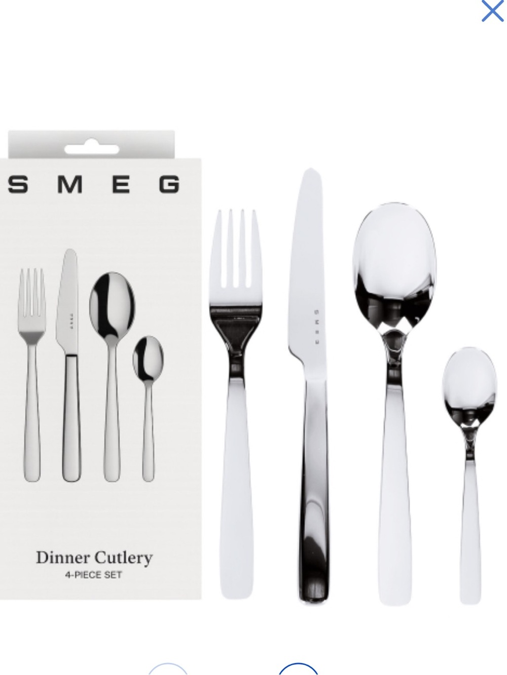 SMEG Polished Silver 4-Piece Dinner Cutlery Set